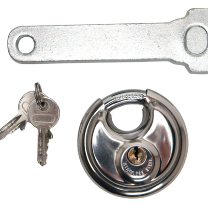 Albe Deichselbox Albe – Premium - Silber - Stahl - inkl. Edelstahl-Discussschloss mit 2 Schlüsseln