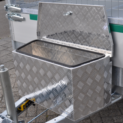 Anhängershop Aluminium Deichselbox aus Riffelblech 760x380x400 mm