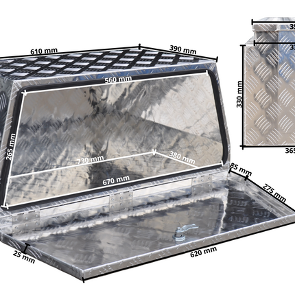 Anhängershop Aluminium Deichselbox aus Riffelblech 760x380x400 mm