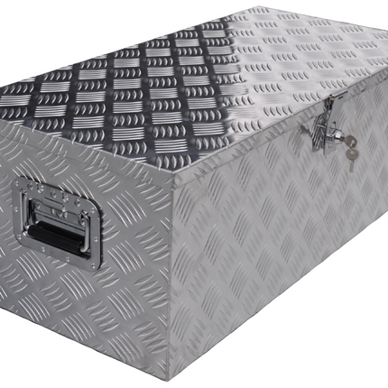 Anhängershop Deichselbox Aluminium-Riffelblech 840x400x310 mm – mit Schmetterlingsverschluss