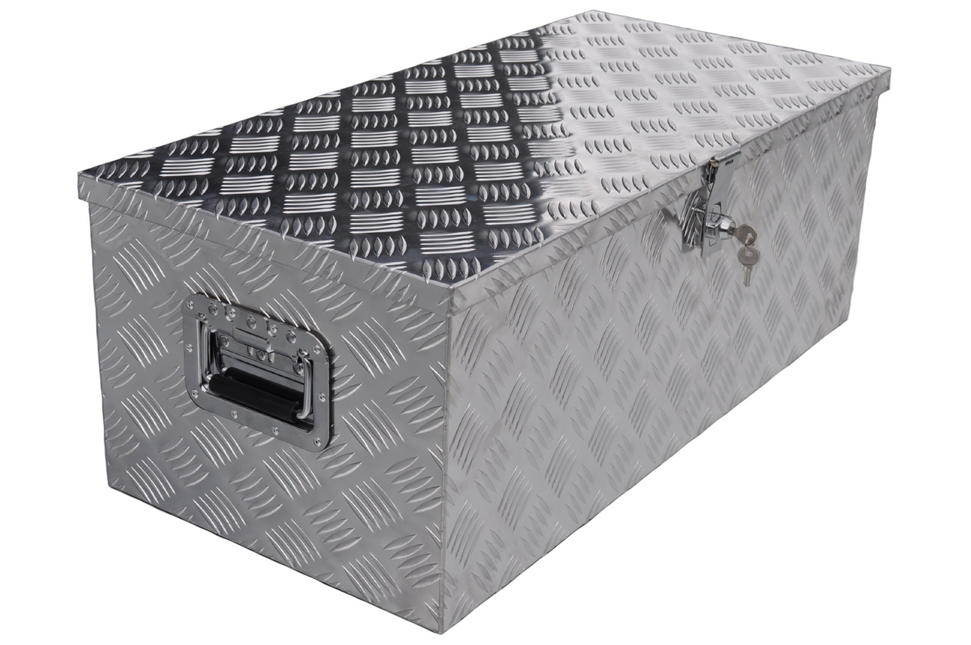 Anhängershop Deichselbox Aluminium-Riffelblech 840x400x310 mm – mit Schmetterlingsverschluss