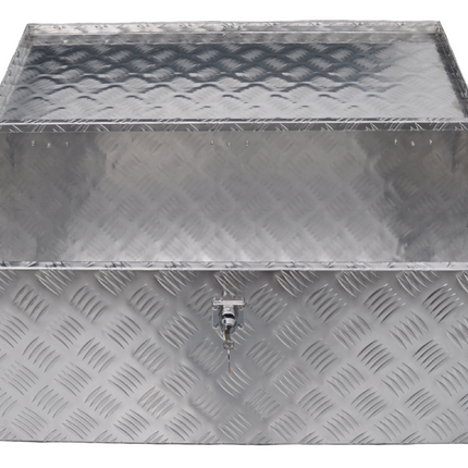 Anhängershop Deichselbox Aluminium-Riffelblech 840x400x310 mm – mit Schmetterlingsverschluss