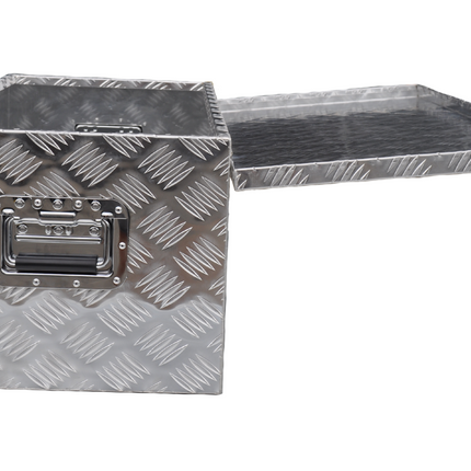 Anhängershop Deichselbox Aluminium-Riffelblech 840x400x310 mm – mit Schmetterlingsverschluss