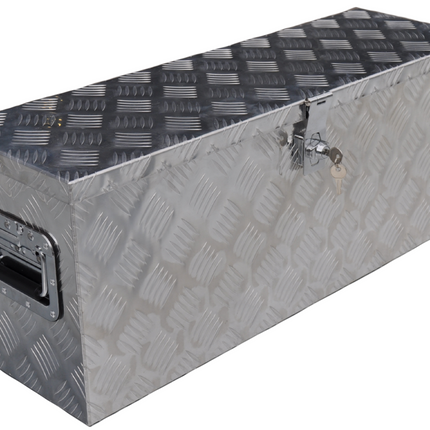 Anhängershop Deichselbox aus Aluminium-Riffelblech 760x235x300 mm – Schmetterlingsverschluss