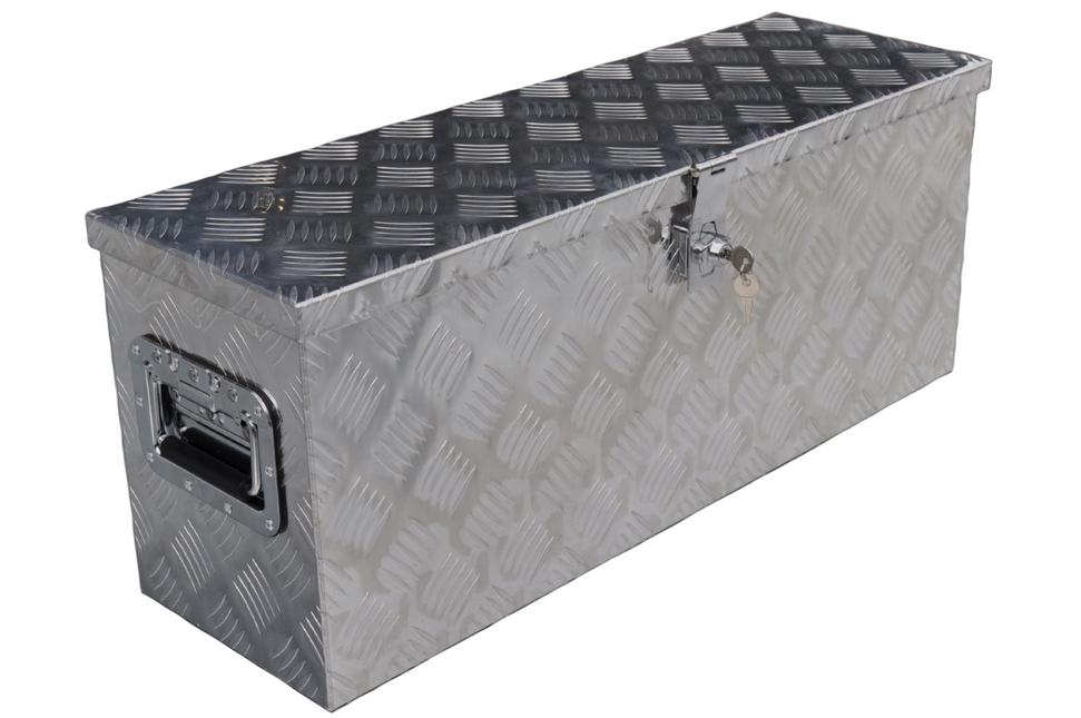 Anhängershop Deichselbox aus Aluminium-Riffelblech 760x235x300 mm – Schmetterlingsverschluss