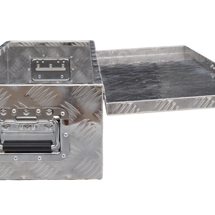 Anhängershop Deichselbox aus Aluminium-Riffelblech 800x300x190 mm – Schmetterlingsverschluss