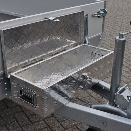 Anhängershop Deichselbox aus Aluminium-Riffelblech 800x300x190 mm – Schmetterlingsverschluss