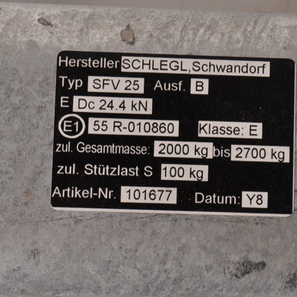 Anhängershop Schlegl Auflaufbremse Anhänger SFV25B – maximale Zuglast 2700 kg – V-Deichsel Anschluss