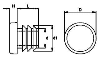 Anhängershop Steckbare Kappe rund 25 mm - 10 Stück