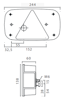 Aspock Anhänger Rückleuchte - Aspöck Multipoint 3 - rechts 8-poliger bajonettanschluss - 244x138x60 mm