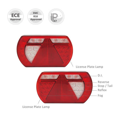 Aspock Anhänger Rückleuchte - Lucidity LED - rechts - 236x140x52 mm - Aspöck 8-poliger Bajonettanschluss - mit integriertem Widerstand