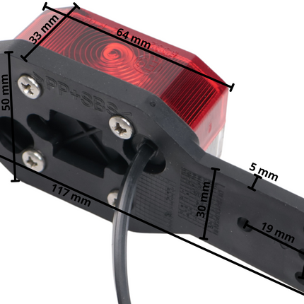 Aspock Aspöck Flexipoint Begrenzungsleuchte links - rot/weiß auf Gummihalter mit 50 cm Kabel