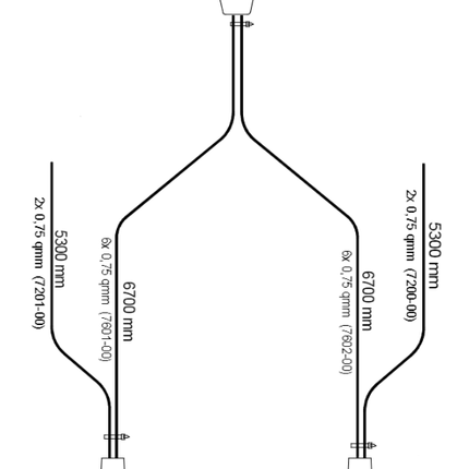 Aspock Aspöck Kabelsatz - 13-polig - 6,7 Meter - 2x 7-poliger ASS2 Stecker - wasserdicht - 530 cm Abzweigungen - Plug & Play