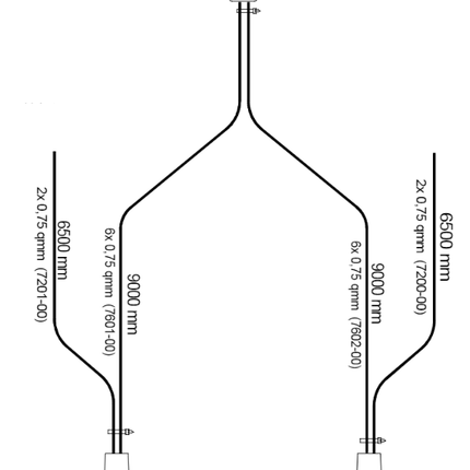 Aspock Aspöck Kabelsatz 13-polig - wasserdicht - 900 cm - 2x 7-poliger ASS2 Stecker - Abzweigungen 650 cm - plug & play Anhängerkabel