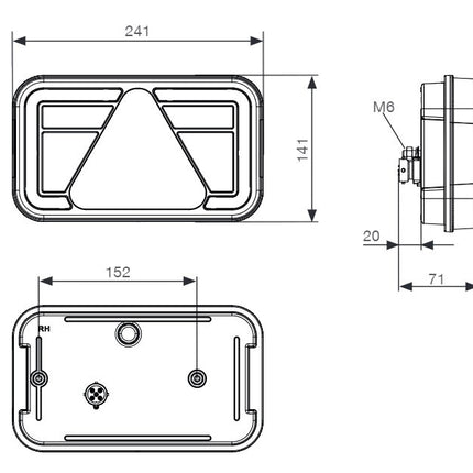 Aspock Aspock MultiLED 4 Rückleuchte  links 241x141x71 mm - Voll-LED - 8-poliger Stecker