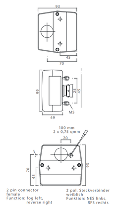 Aspock Minipoint Rückleuchte Minipoint links/rechts mit Tüllenanschluss - 98x90x49 mm