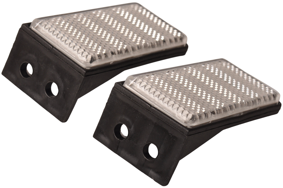 Aspock Weißer Reflektor 76x34 mm - inklusive Montagebügel - Set aus 2 Stück