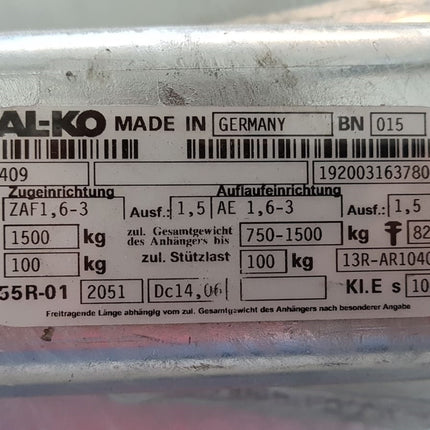 BPW BPW Auflaufeinrichtung für Anhänger - ZAF1.6-3 - maximale Anhängelast: 1500 kg - inkl. Stützrad-Konsole - Ausf. 1.5 Hapert