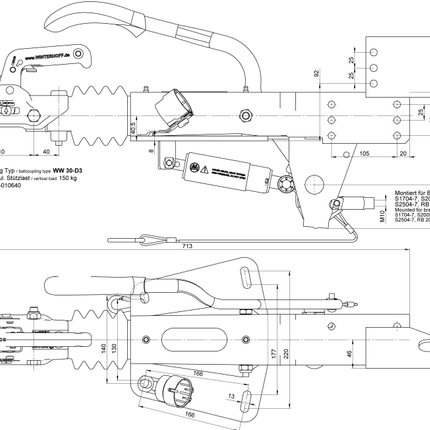 BPW BPW Auflaufeinrichtung für Anhänger - ZAF2.0-3 - maximale Anhängelast: 2000 kg - inkl. Stützrad-Konsole