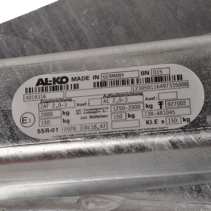 BPW BPW Auflaufeinrichtung für Anhänger - ZAF2.0-3 - maximale Anhängelast: 2000 kg - inkl. Stützrad-Konsole