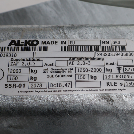 BPW BPW Auflaufeinrichtung für Anhänger - ZAF2.0-3 - maximale Anhängelast: 2000 kg - inkl. Stützradklemme
