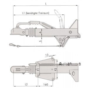 BPW BPW Auflaufeinrichtung für Anhänger - ZAF3.0-3 - maximale Anhängelast: 2800 kg - inkl. Stützrad-Konsole - Typ 48.44581200