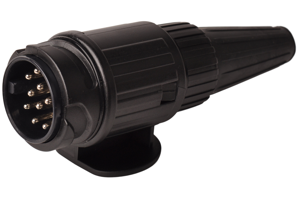 Cantonal 13-poliger Anhängerstecker aus Kunststoff (Jaeger-Anschluss) mit 1- und 2-Loch-Tülle