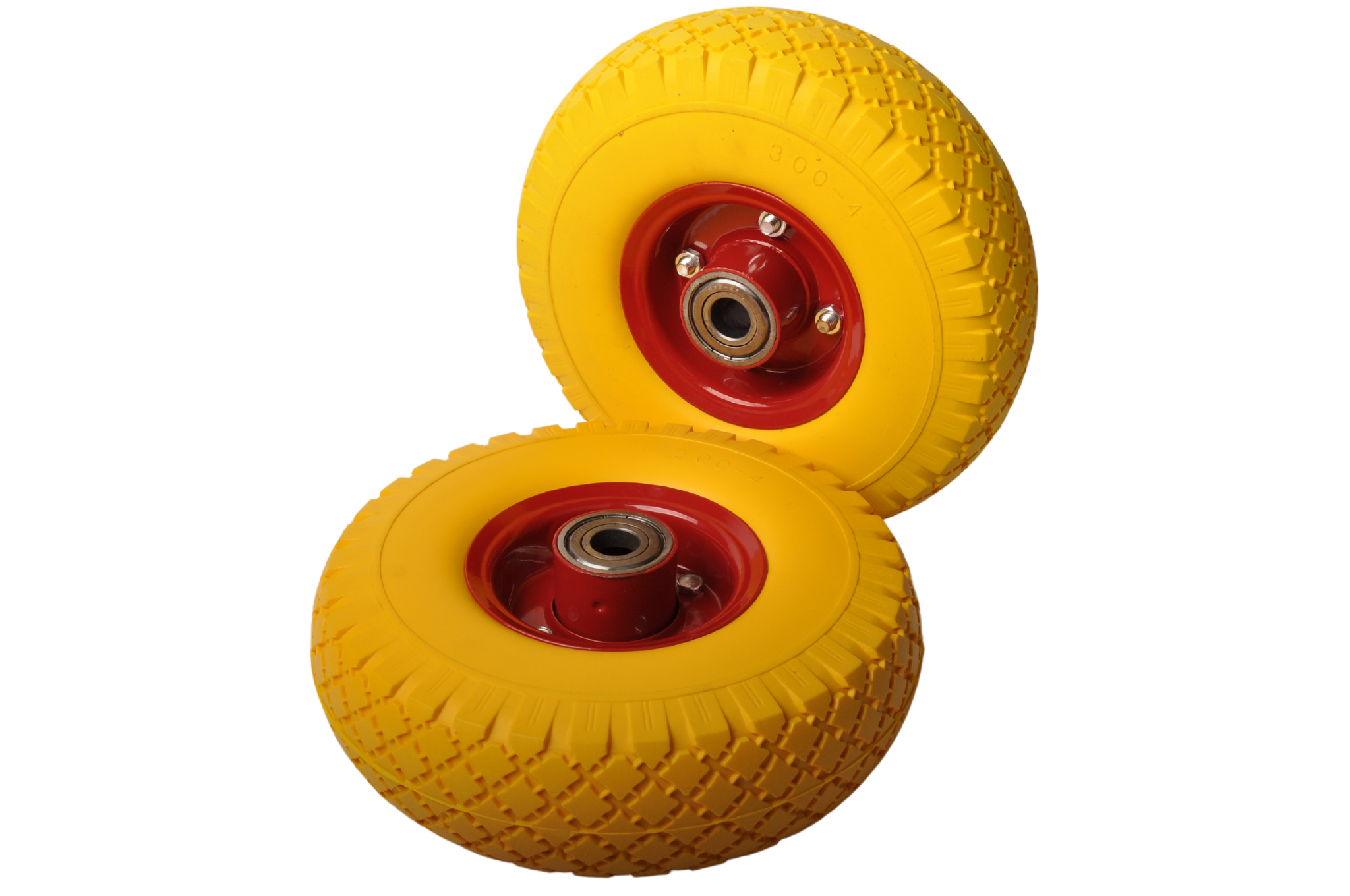 KOVA® 2x Sackkarrenrad Pannensicher – PU Vollgummi 260x85 Mm, 3.00-4, Achse 20 Mm, Bis 80 Kg, Für Bollerwagen & Sackkarre (Gelb/Rot KOVA® 2x Sackkarrenrad Pannensicher – PU Vollgummi 260x85 Mm, 3.00-4, Achse 20 Mm, Bis 80 Kg, Für Bollerwagen & Sackkarre (Gelb/Rot