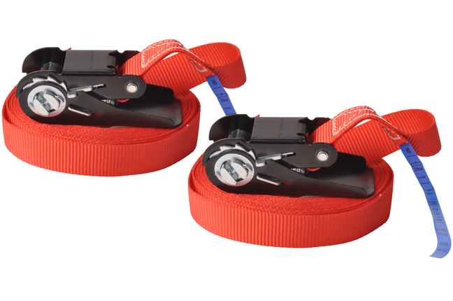 Cantonal 2 Stück Spanngurte - 500x2,5 cm - rot - Bruchlast 750 kg