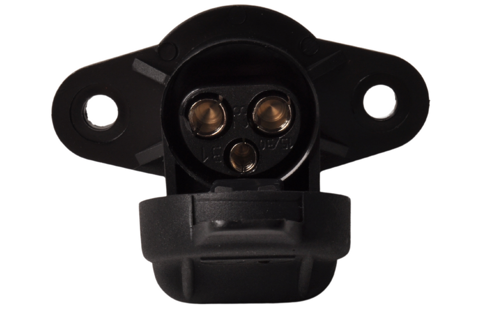 Cantonal 3-polige Steckdose mit Flachsteckeranschluss - schwarz