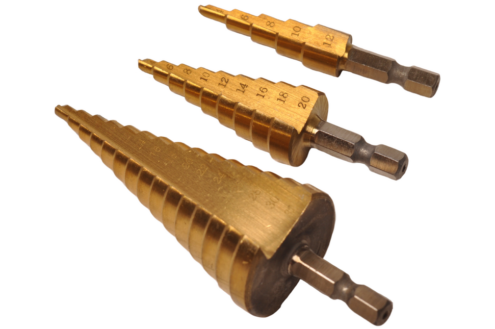 Cantonal 3 Stück Stufenbohrer titanbeschichtete Blechfräser