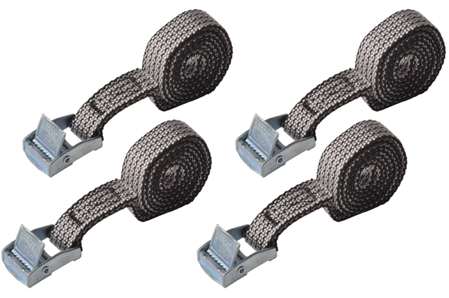 Cantonal 4 Stück Spanngurt - 80x1,6 cm - grau - Bruchlast 150 kg
