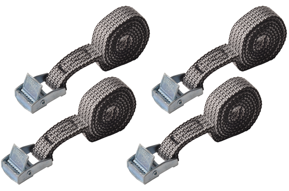 Cantonal 4 Stück Spanngurt - 80x1,6 cm - grau - Bruchlast 150 kg