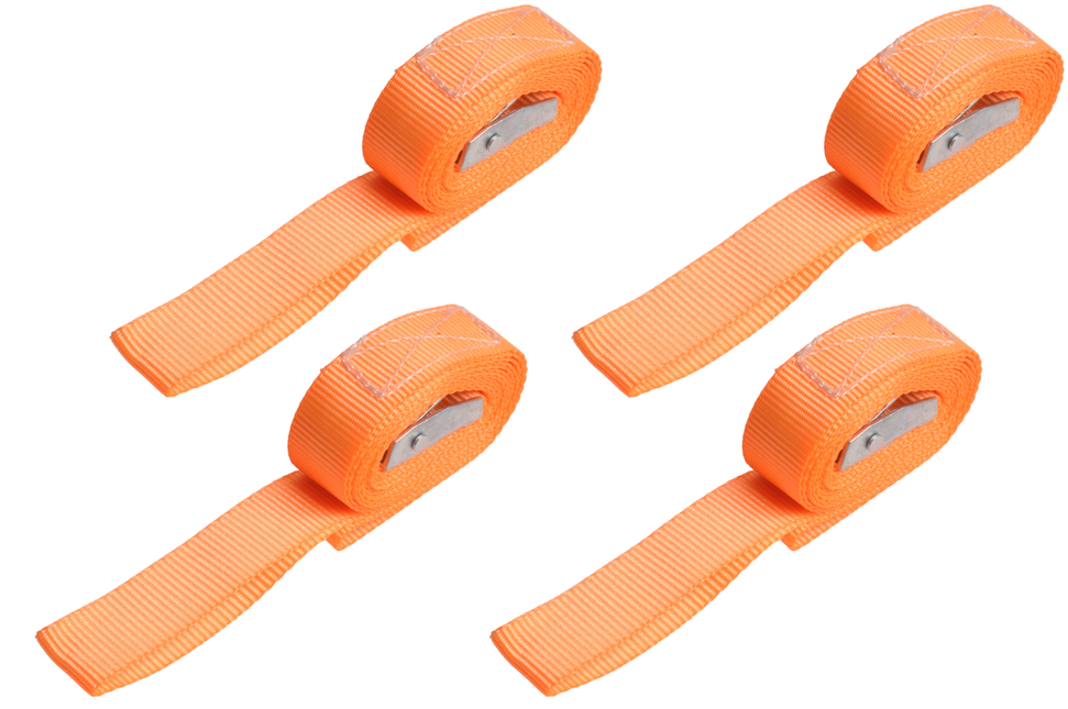 Cantonal 4 Stück Spanngurte- 195x2,5 cm - orange - Bruchlast 250 kg - 2-teilig