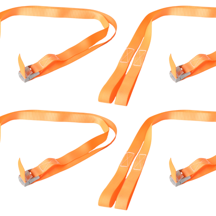 Cantonal 4 Stück Spanngurte- 195x2,5 cm - orange - Bruchlast 250 kg - 2-teilig