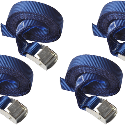 Cantonal 4 Stück Spanngurte - 300x2,5 cm - blau - Bruchlast 250 kg