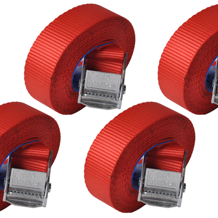 Cantonal 4 Stück Spanngurte - 300x2,5 cm - rot - Bruchlast 250 kg