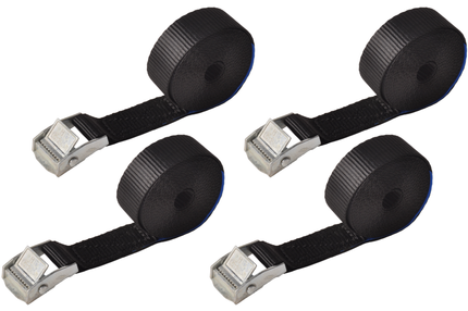 Cantonal 4 Stück Spanngurte - 300x2,5 cm - schwarz - Bruchlast 250 kg