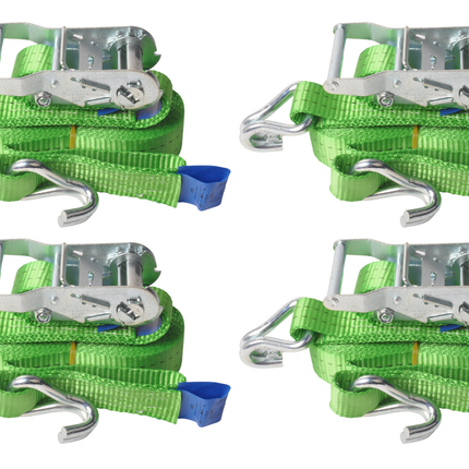 Cantonal 4 Stück Spanngurte - 600x3,5 cm - grün - Bruchlast 2000 kg