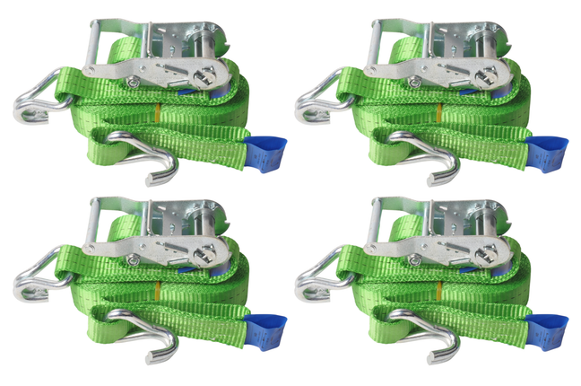 Cantonal 4 Stück Spanngurte - 600x3,5 cm - grün - Bruchlast 2000 kg