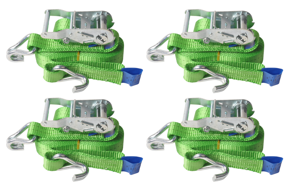 Cantonal 4 Stück Spanngurte - 600x3,5 cm - grün - Bruchlast 2000 kg