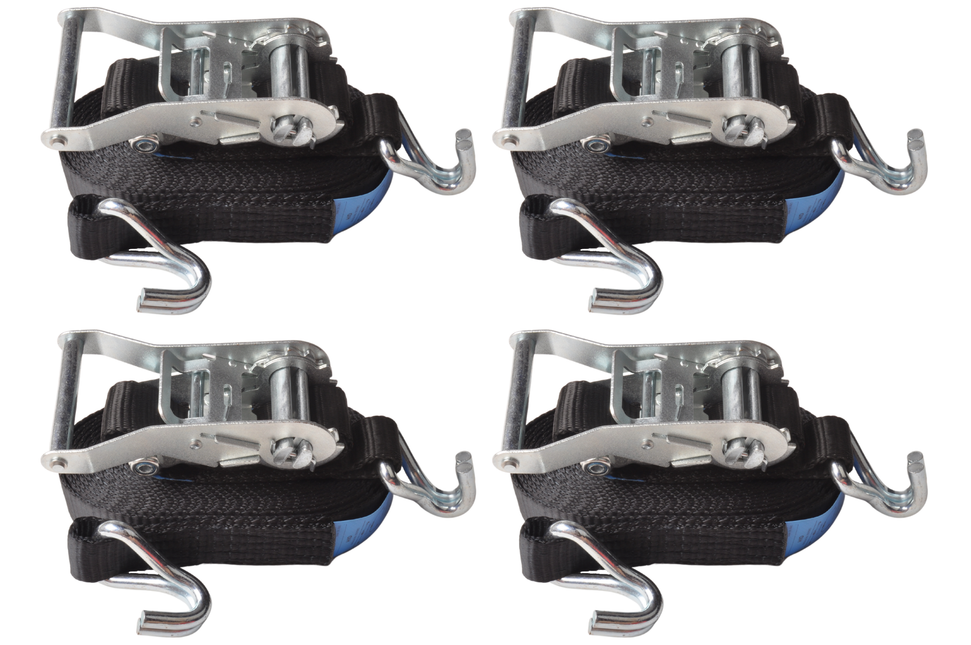 Cantonal 4 Stück Spanngurte - 600x3,5 cm - schwarz - Bruchlast 3000 kg