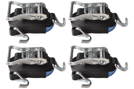 Cantonal 4 Stück Spanngurte - 600x3,5 cm - schwarz - Bruchlast 3000 kg