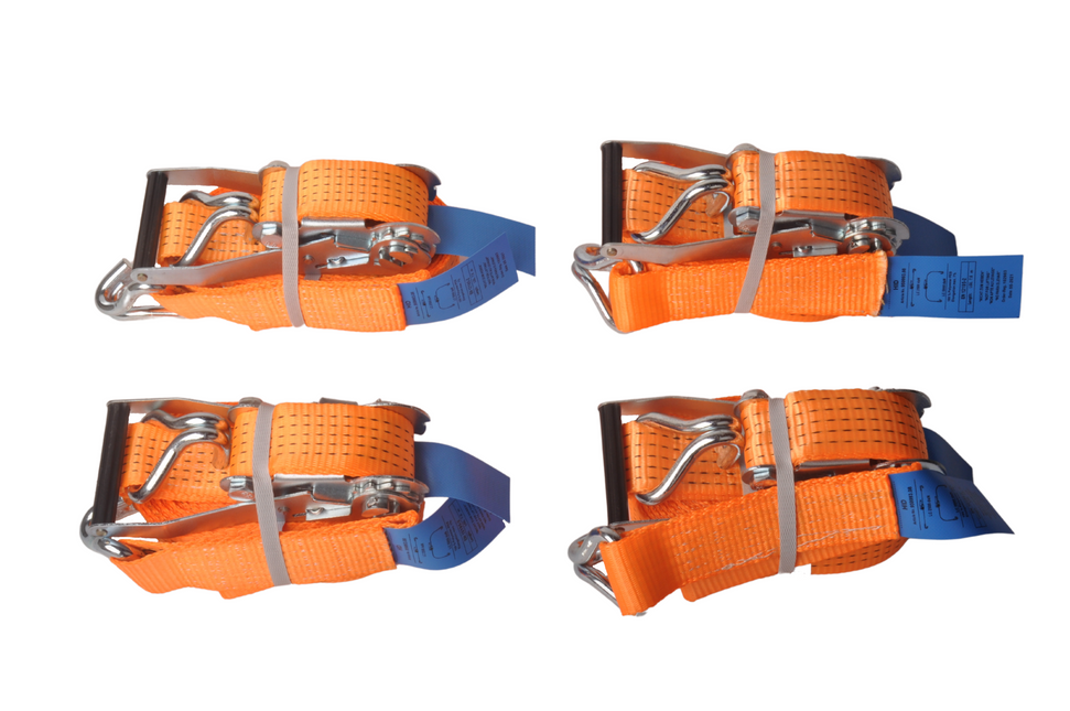 Cantonal 4 Stück Spanngurte - 800x5 cm - orange - Bruchlast 5000 kg