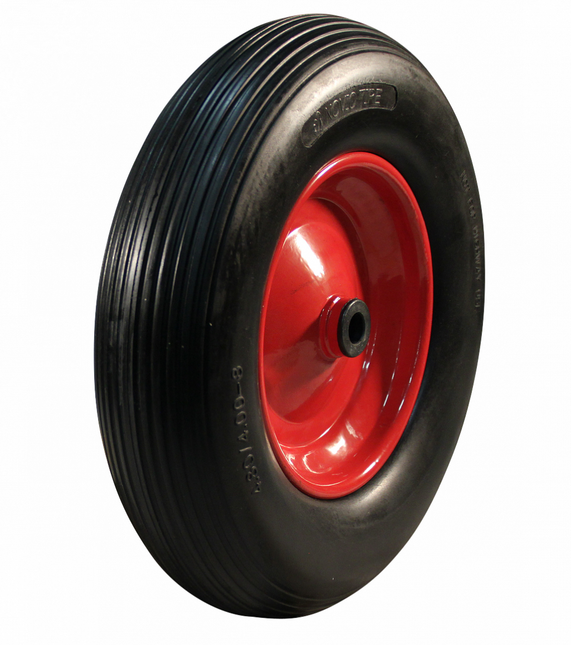 Cantonal 4.00-8 Schubkarrenrad - pannensicher Vollgummireifen mit Stahlfelge - 200 kg Tragfähigkeit - 25 mm Achsloch/Nabendurchmesser - mit Kugellager