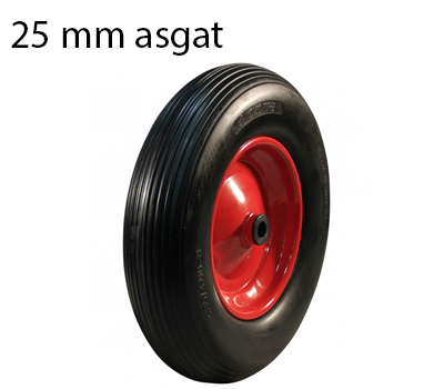 Cantonal 4.00-8 Schubkarrenrad - pannensicher Vollgummireifen mit Stahlfelge - 200 kg Tragfähigkeit - 25 mm Achsloch/Nabendurchmesser - mit Kugellager