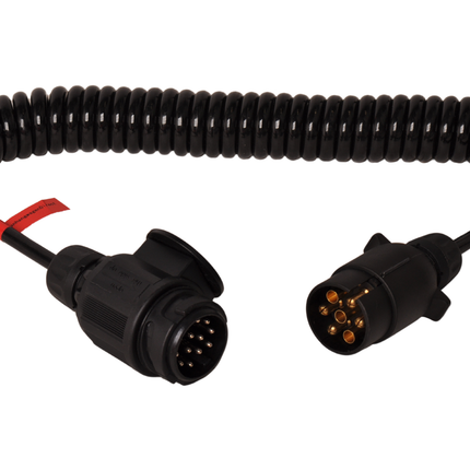 Cantonal Adapter Spiralkabel 7-adrig mit 13-poligem Stecker & 7-poligem Stecker - 90 bis 250 cm