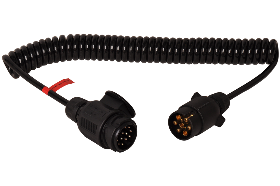 Cantonal Adapter Spiralkabel 7-adrig mit 13-poligem Stecker & 7-poligem Stecker - 90 bis 250 cm