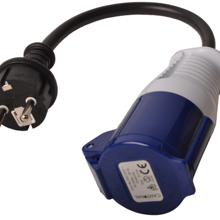 Cantonal Adapterkabel 23 cm von Schuko auf CEE-Kupplung