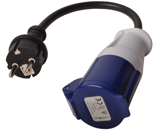 Adapterkabel 23 cm von Schuko auf CEE-Kupplung